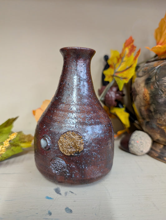 Stem vase pottery - brown rustic