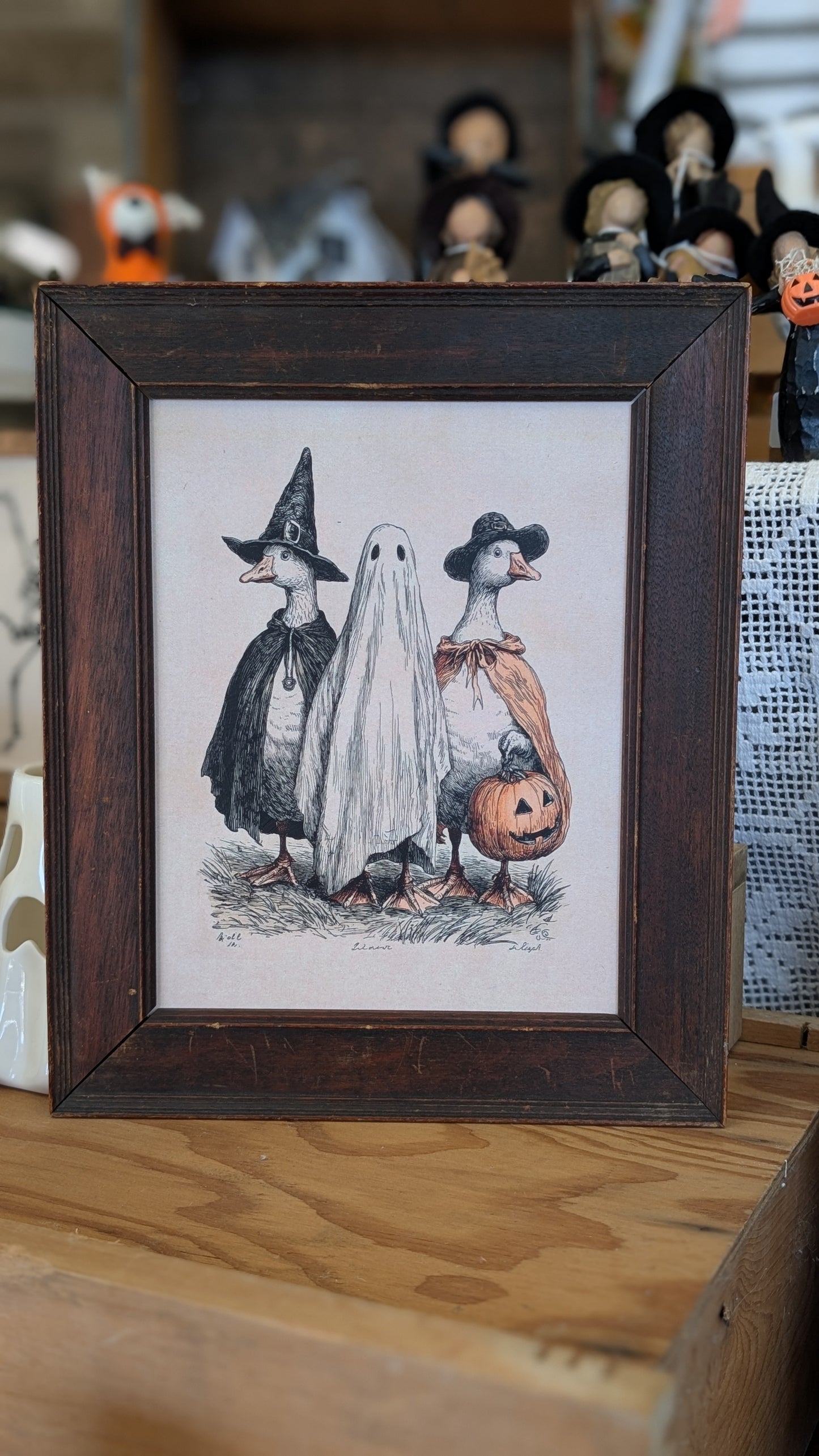 Halloween ducks framed print