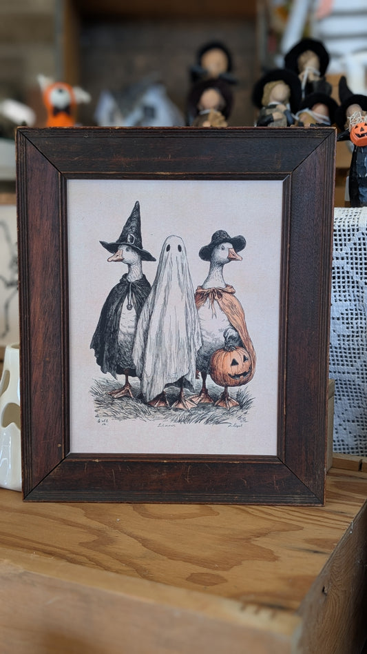 Halloween ducks framed print