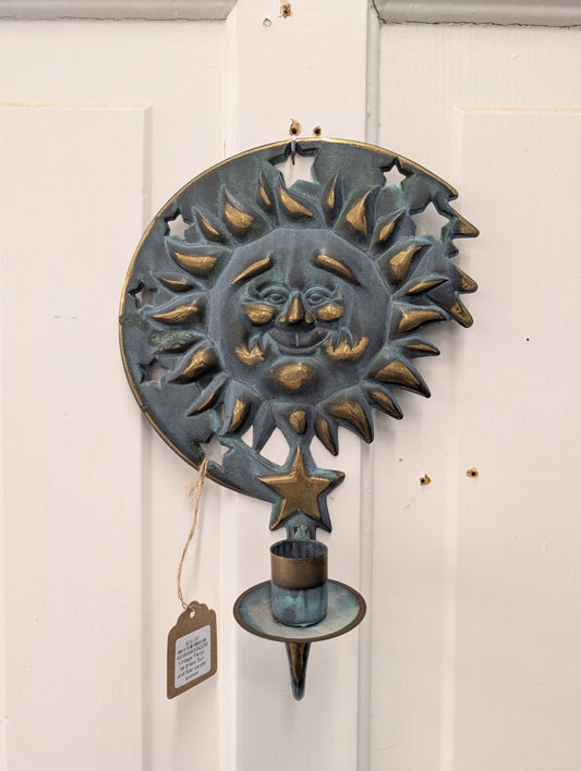 Vintage Partylite Brass Sun and Star candle sconce