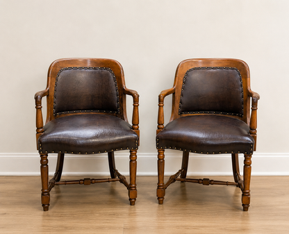 Faux leather wooden chair
