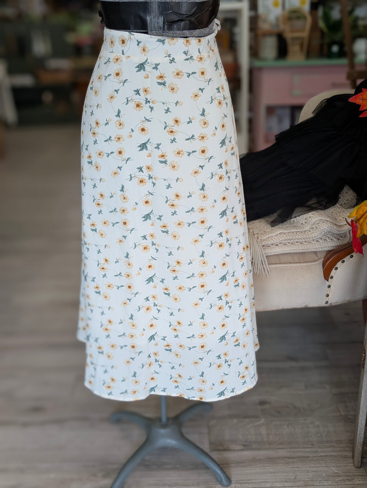 White floral skirt
