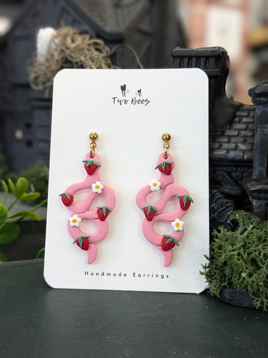 Strawberry Snake Earrings