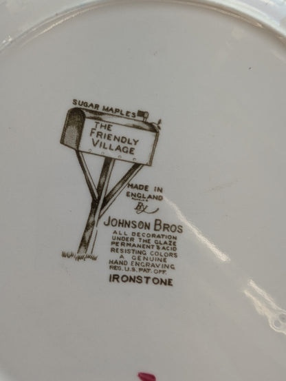 Set of 4 friendly village dinner plates