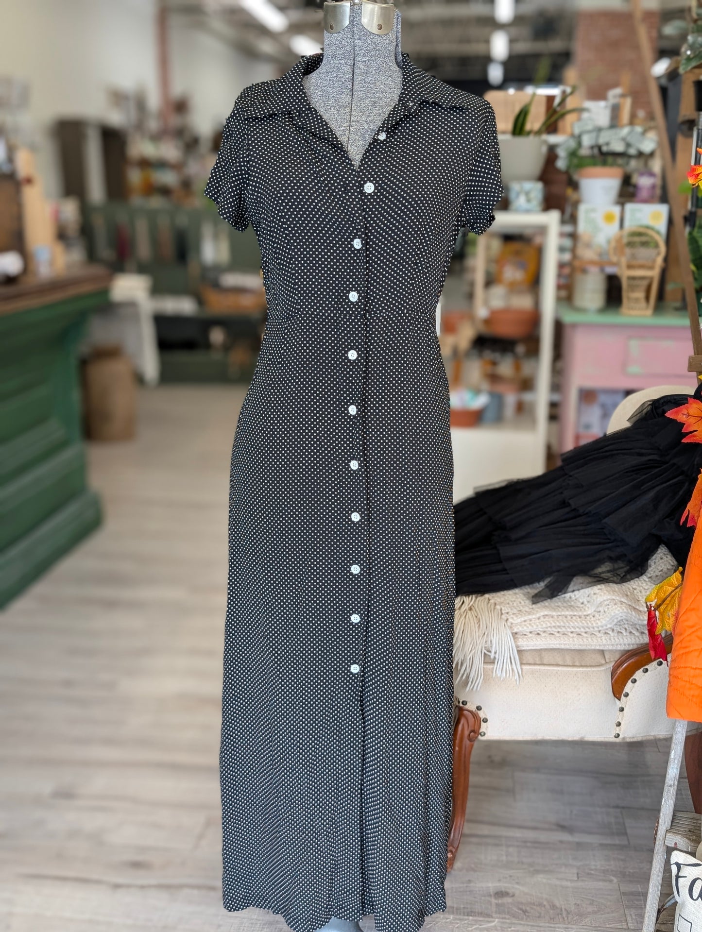 Vintage black button up dress