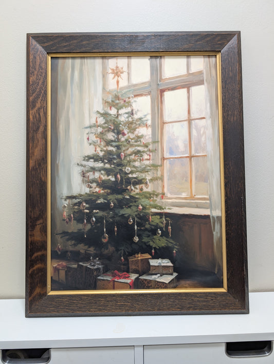 Christmas tree and window framed print