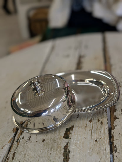 Silver plated butter dish
