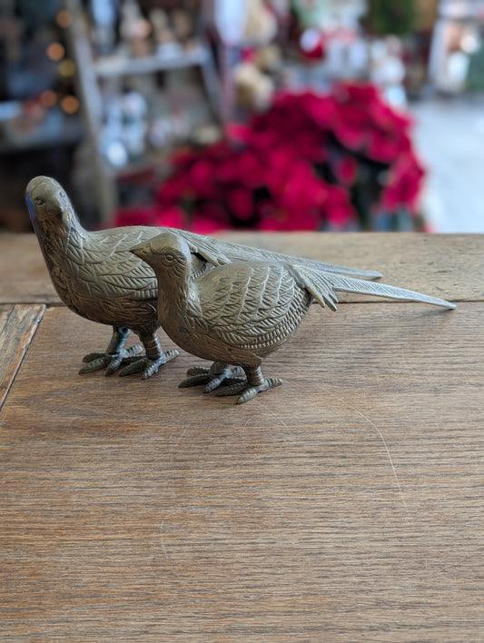 Set of brass pheasants