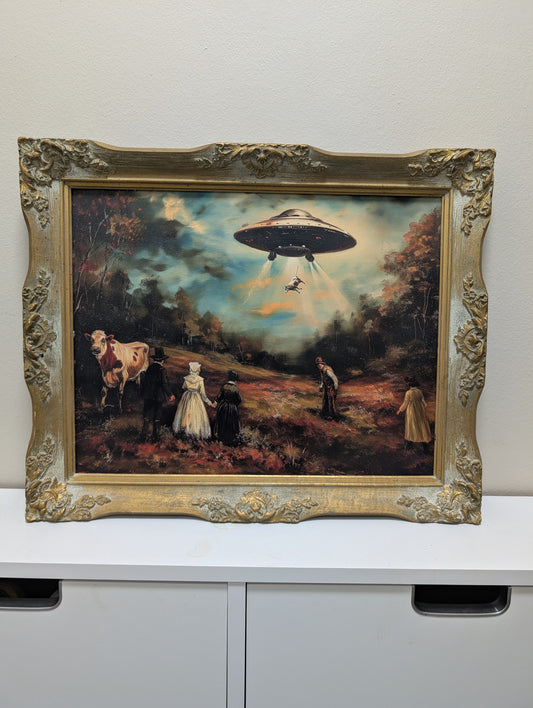 Antique frame with alien print