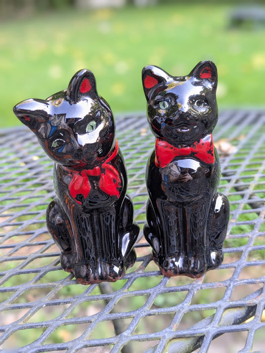 1950s Shafford Black Cat Redware Salt & Pepper Shakers