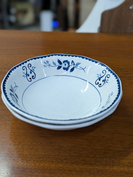 Set of two blue flower bowls