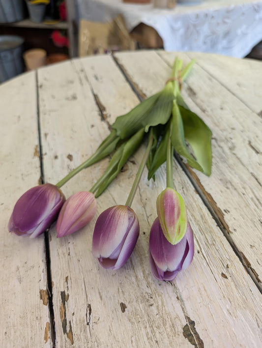 16"  Fresh Touch lavender white Tulips