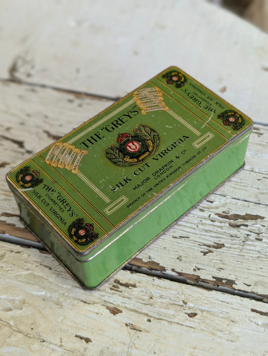 Vintage "The Greys" Silk Cut Virginia cigarette tin