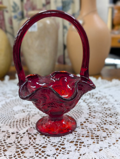 Red fenton candy dish