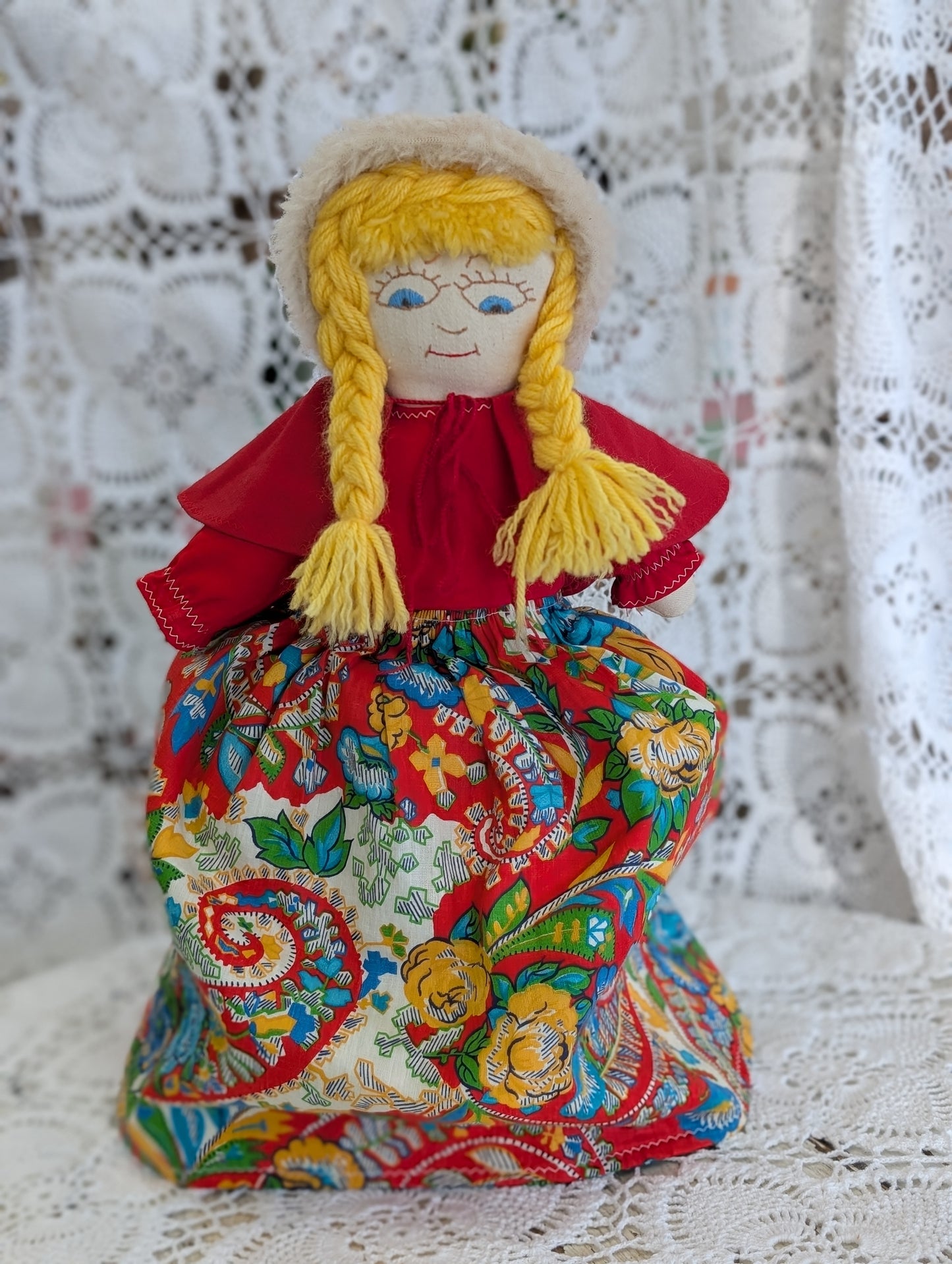 Handmade Topsy Turvy cloth doll  - little red riding hood