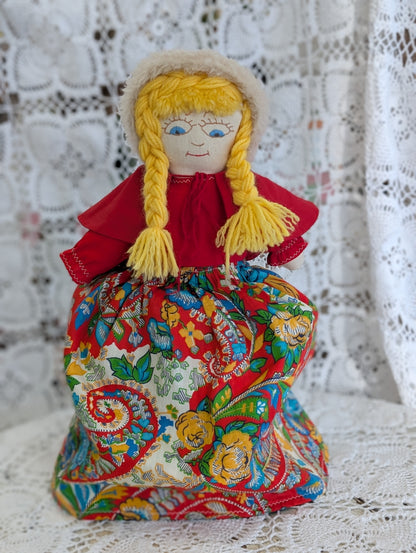 Handmade Topsy Turvy cloth doll  - little red riding hood
