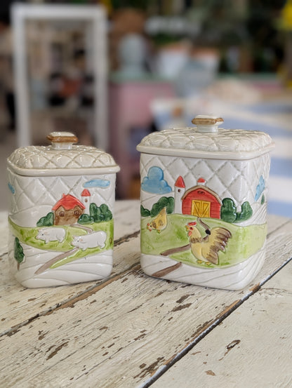 vintage Otagiri ceramic canisterw