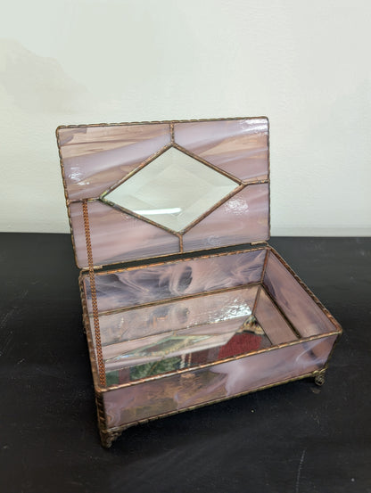 Pink glass jewelry box