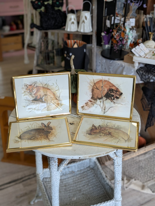 Set of 4 woodland creature prints
