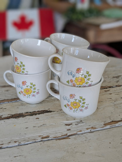 Set of 6 spring meadow teacups