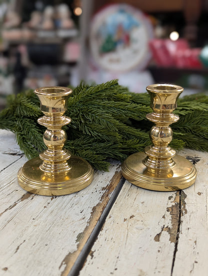 Pair of brass candle stick holders