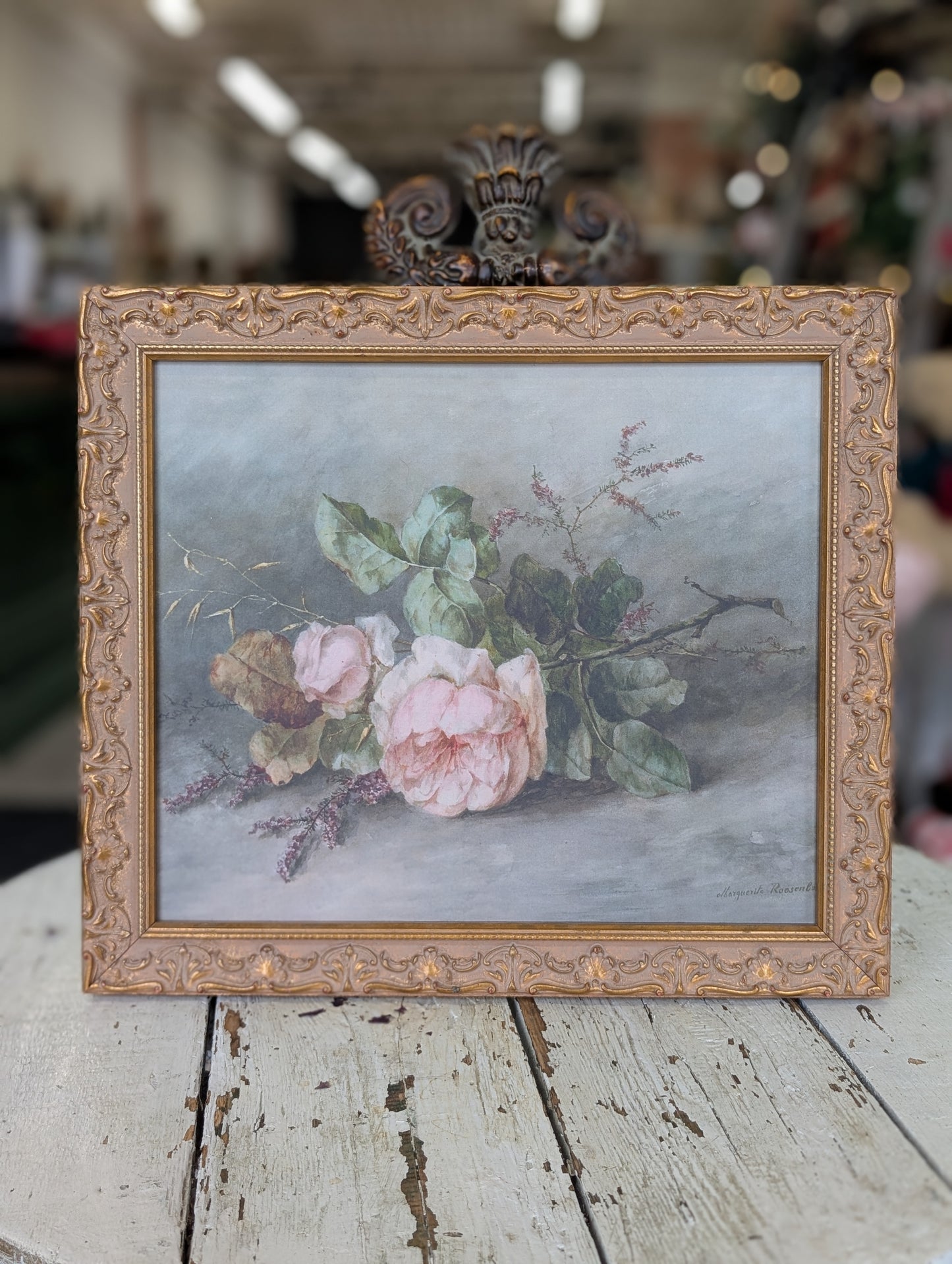 Soft pink rose framed print