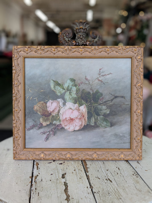 Soft pink rose framed print