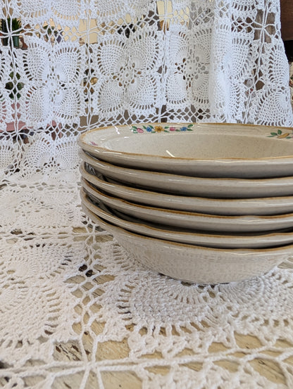 Heartland stoneware bowl with a house and floral motif set of 6