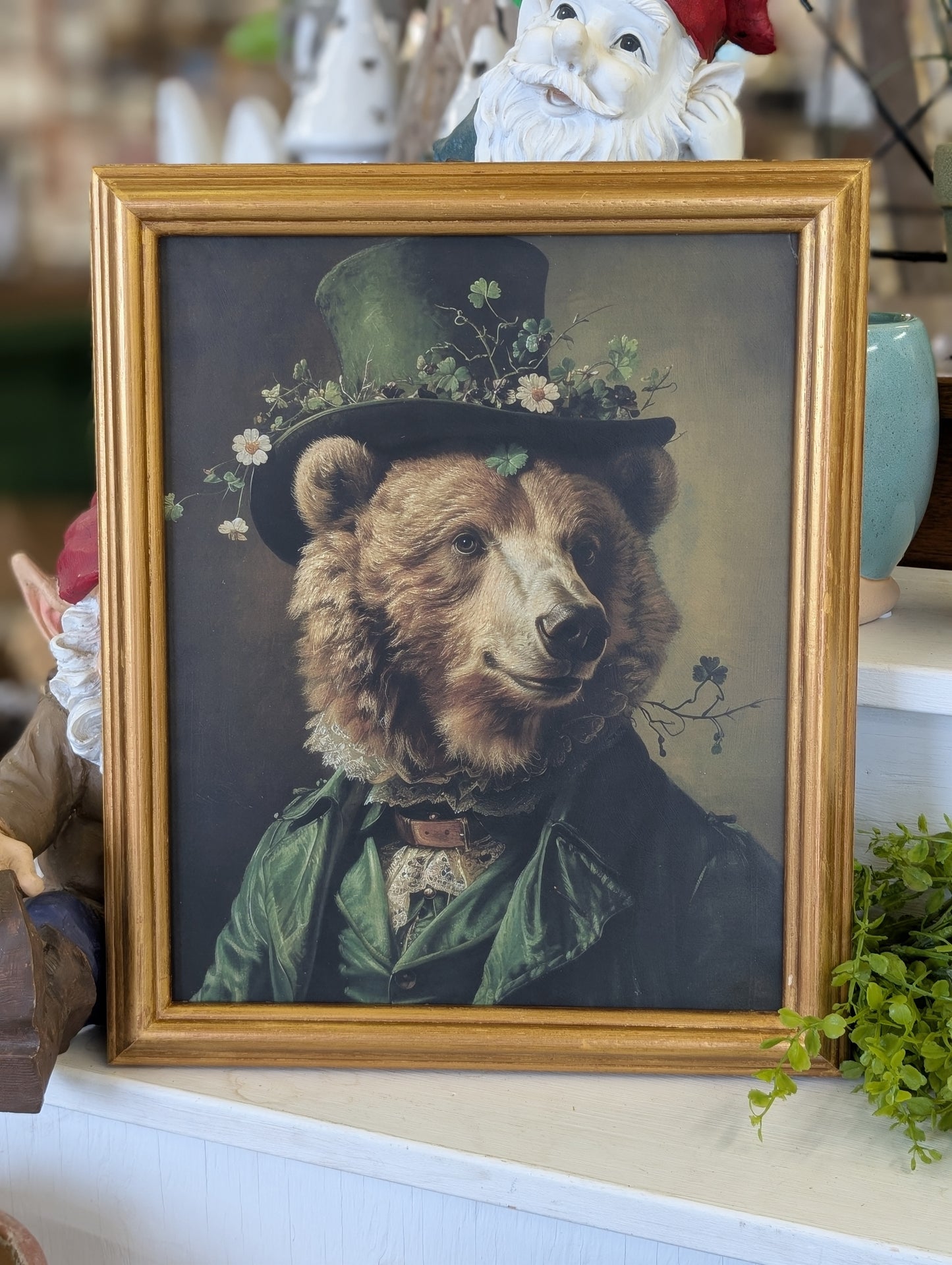 Framed print shamrock bear