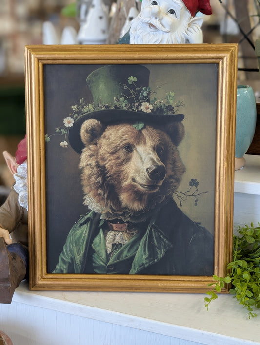 Framed print shamrock bear