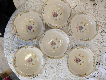 Heartland stoneware bowl with a house and floral motif set of 6