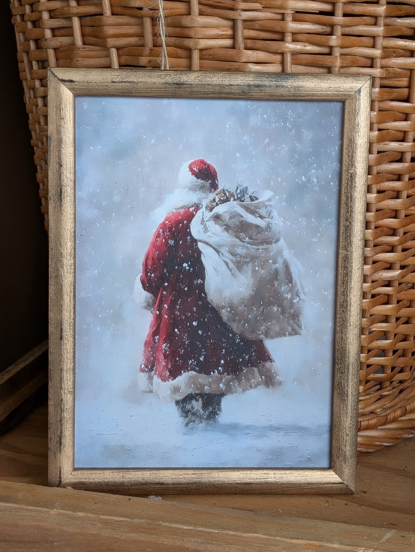 Framed walking Santa