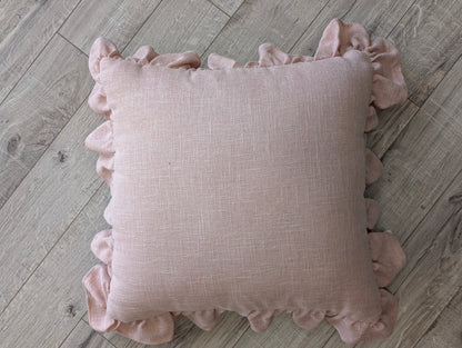 Pink ruffle pillow