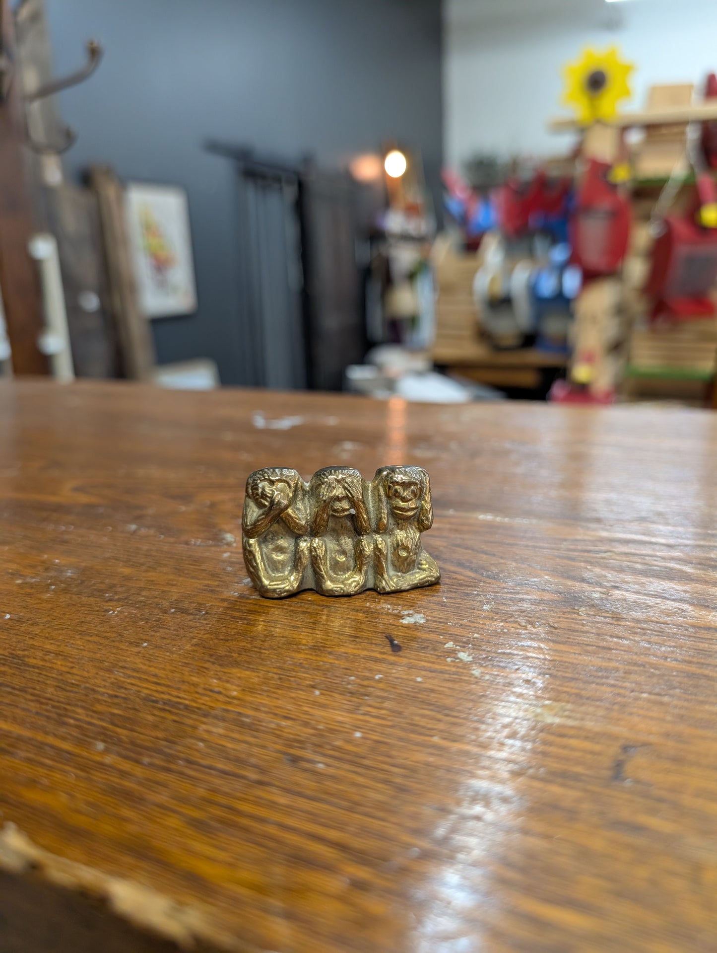 Solid brass monkey trio mini