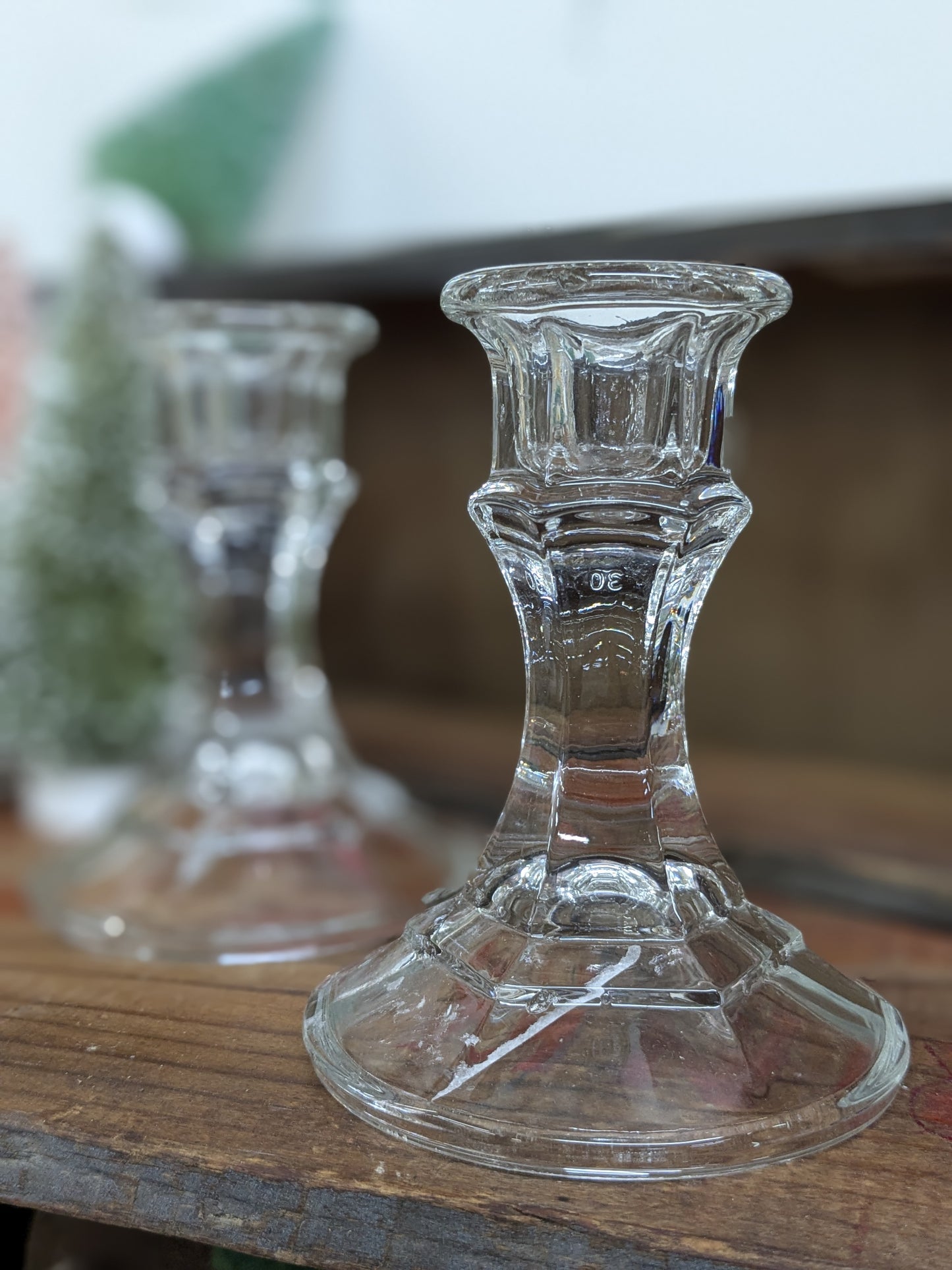 Set of glass candle sticks