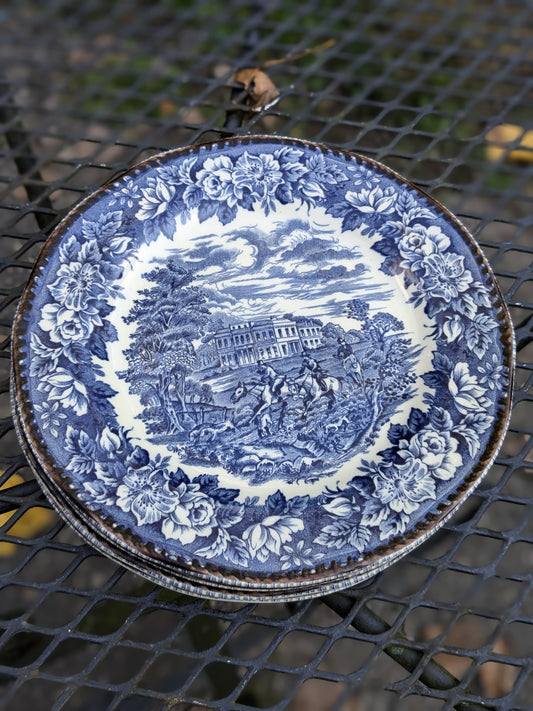 Blue White Willow Plates set of 4