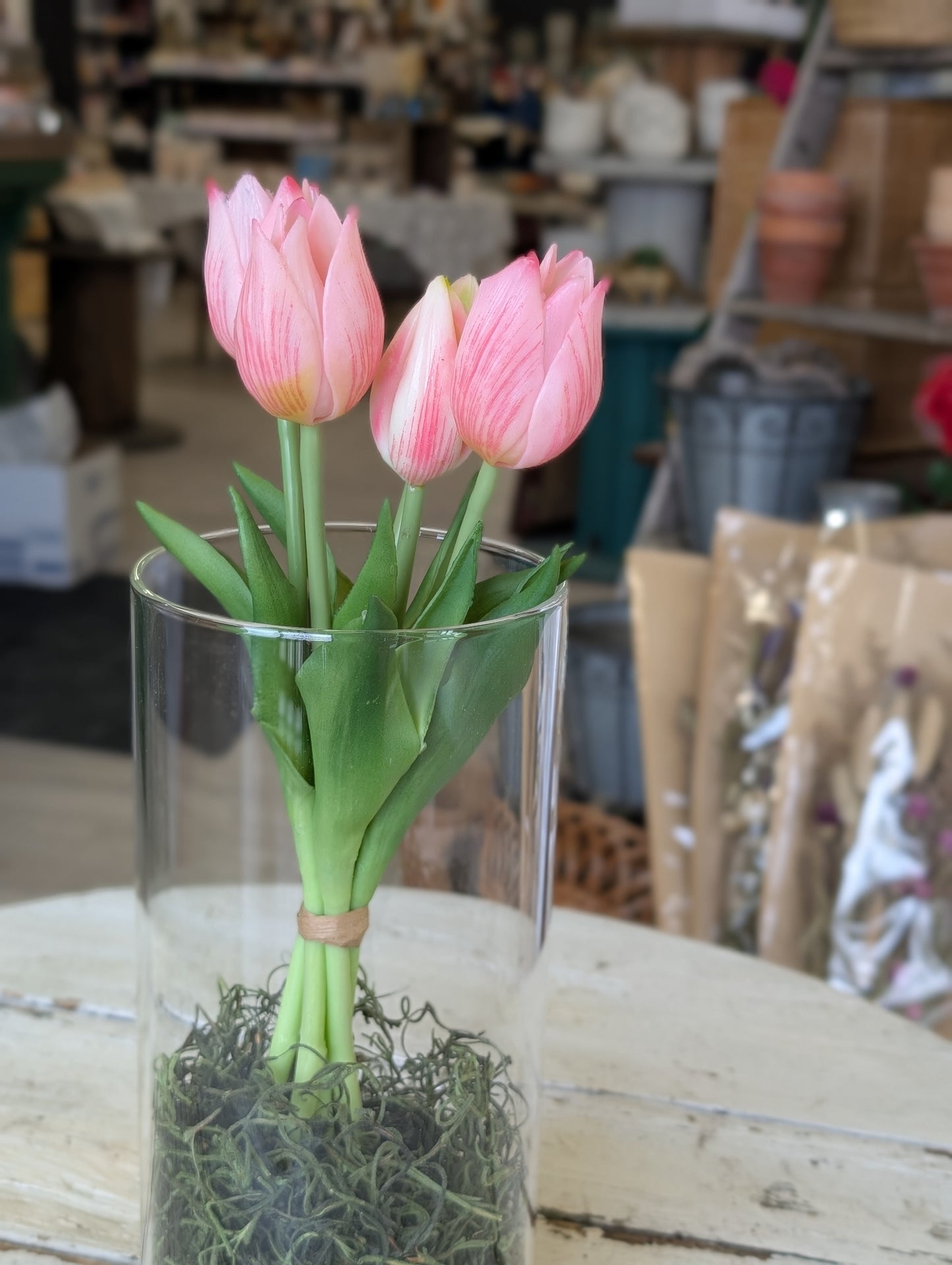 10" Fresh wild Pink Tulips