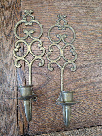 Set of brass wall scones