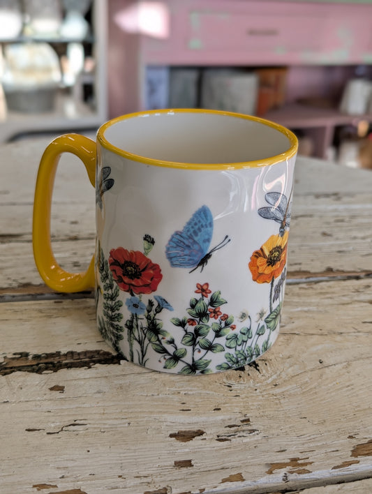 Butterfly and dragon fly mug