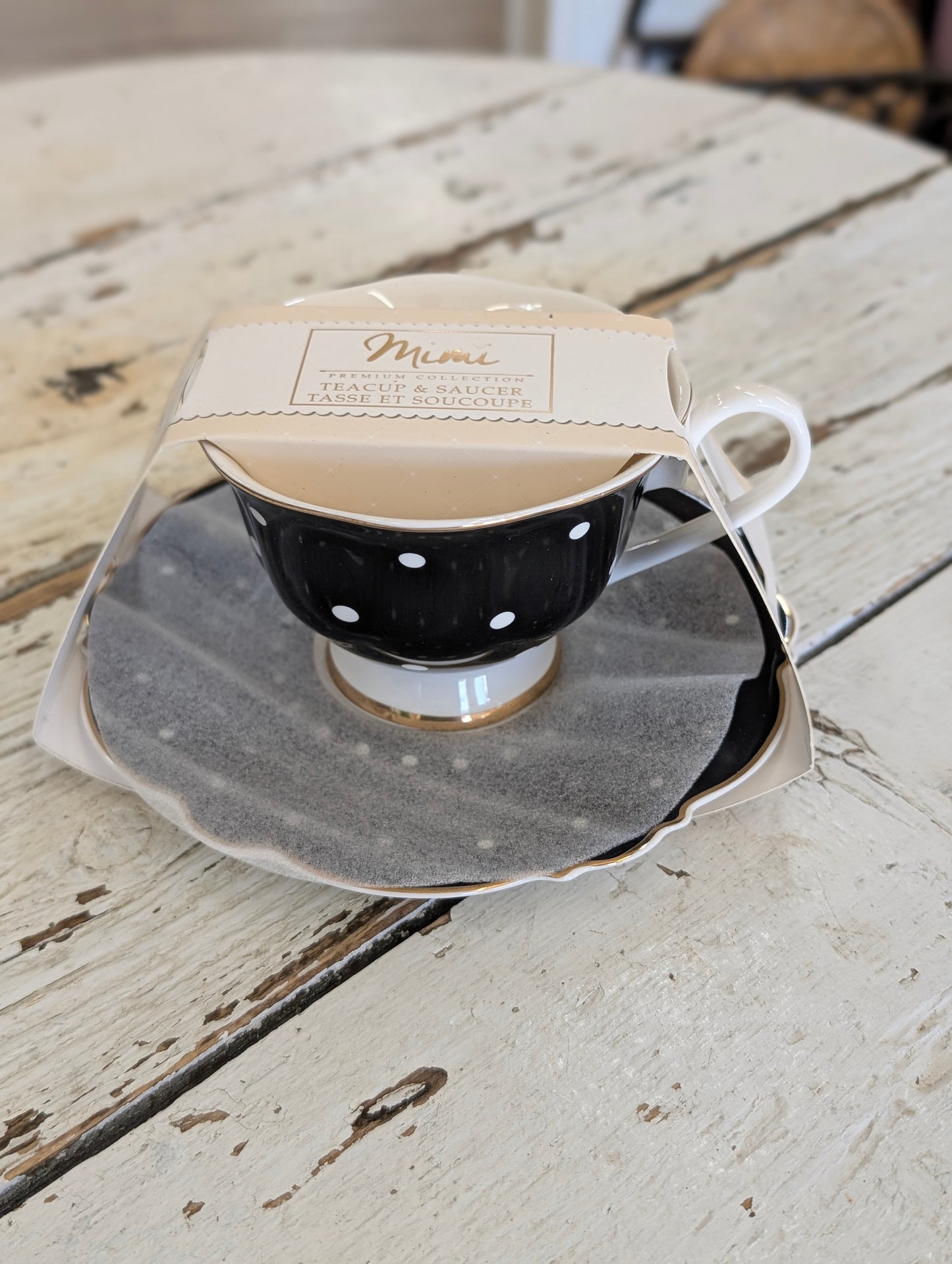 Black with dots teacup