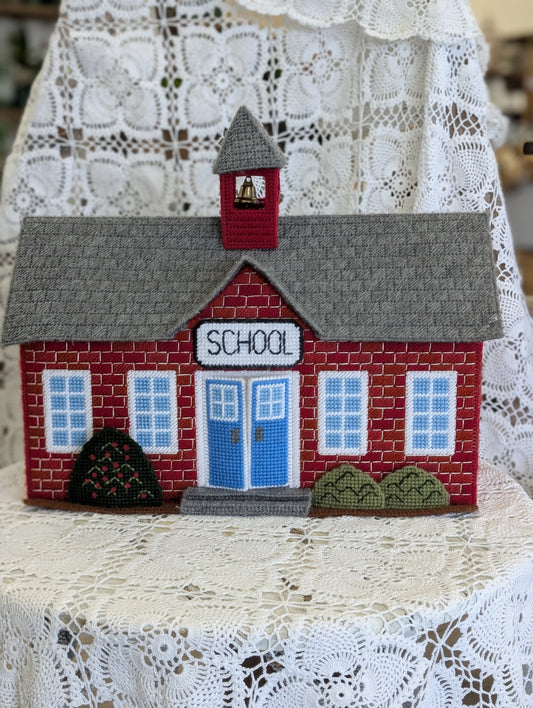 Plastic canvas school house