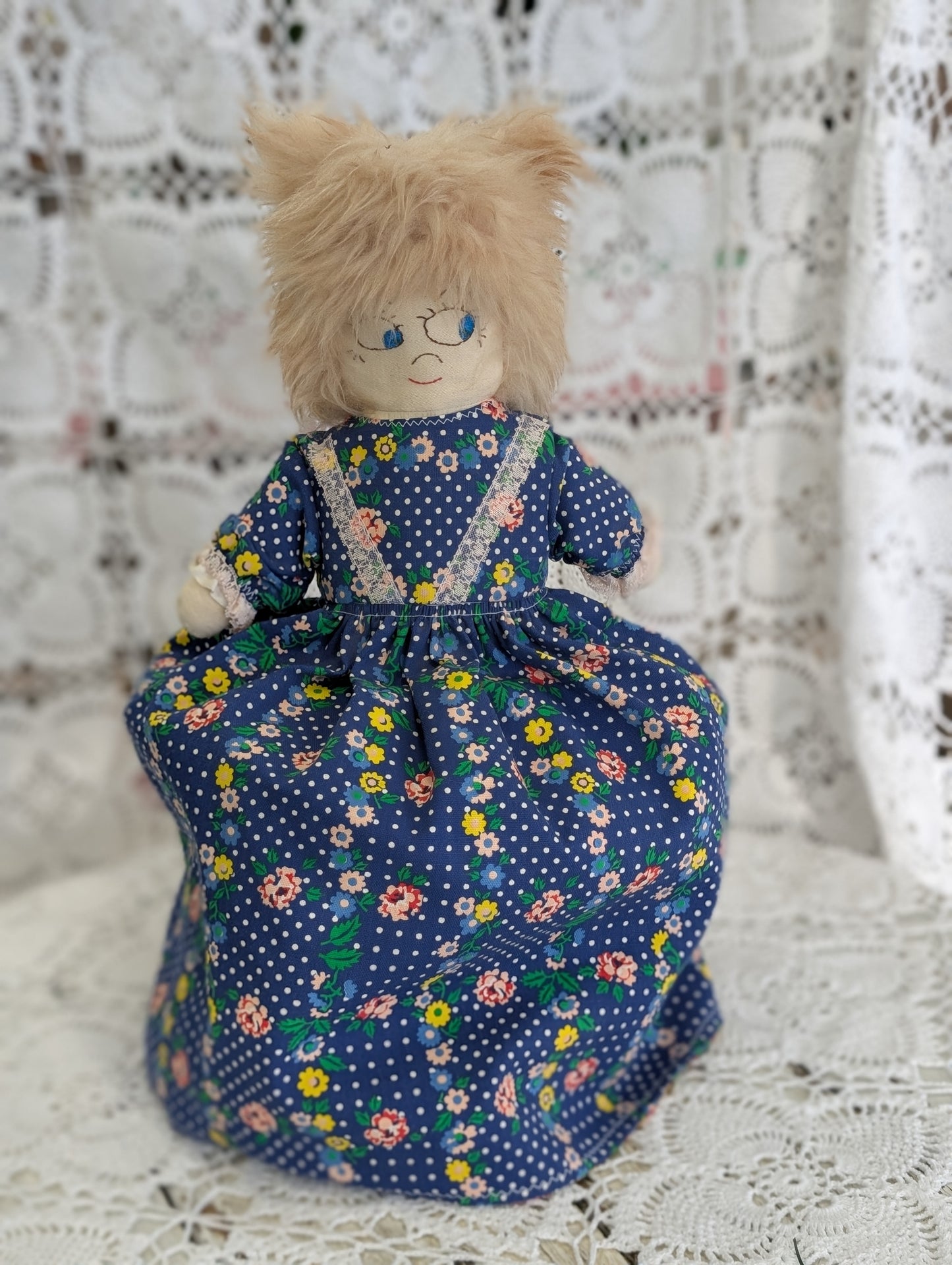 Handmade Topsy Turvy cloth doll  - little red riding hood