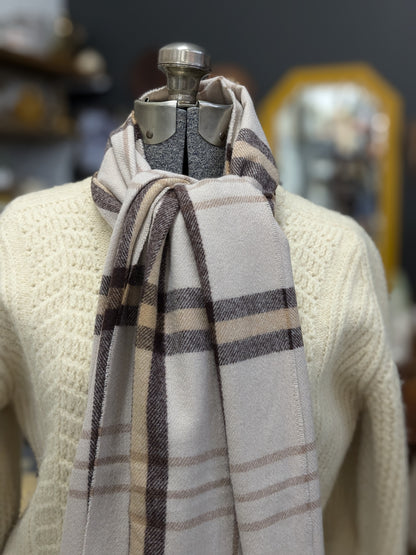 Tan Plaid Wrap Scarf