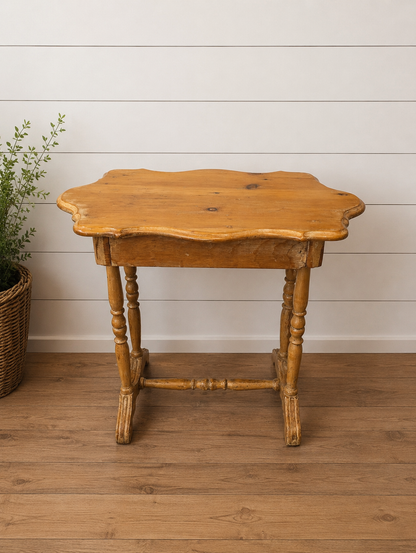 Curved pine side table