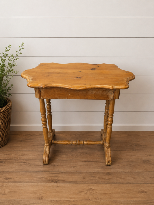 Curved pine side table