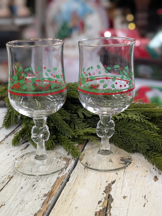 Set of Christmas wine goblets