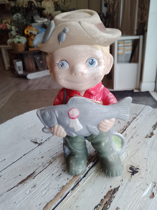 Ceramic Boy holding Fish