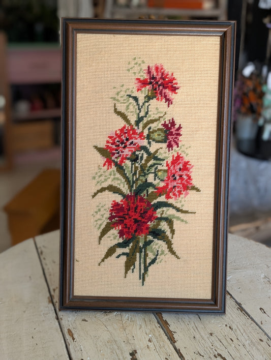 Carnation embroidery wall art