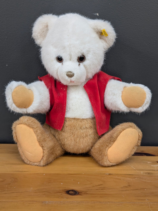 Steiff Dormy Bear with a red vest