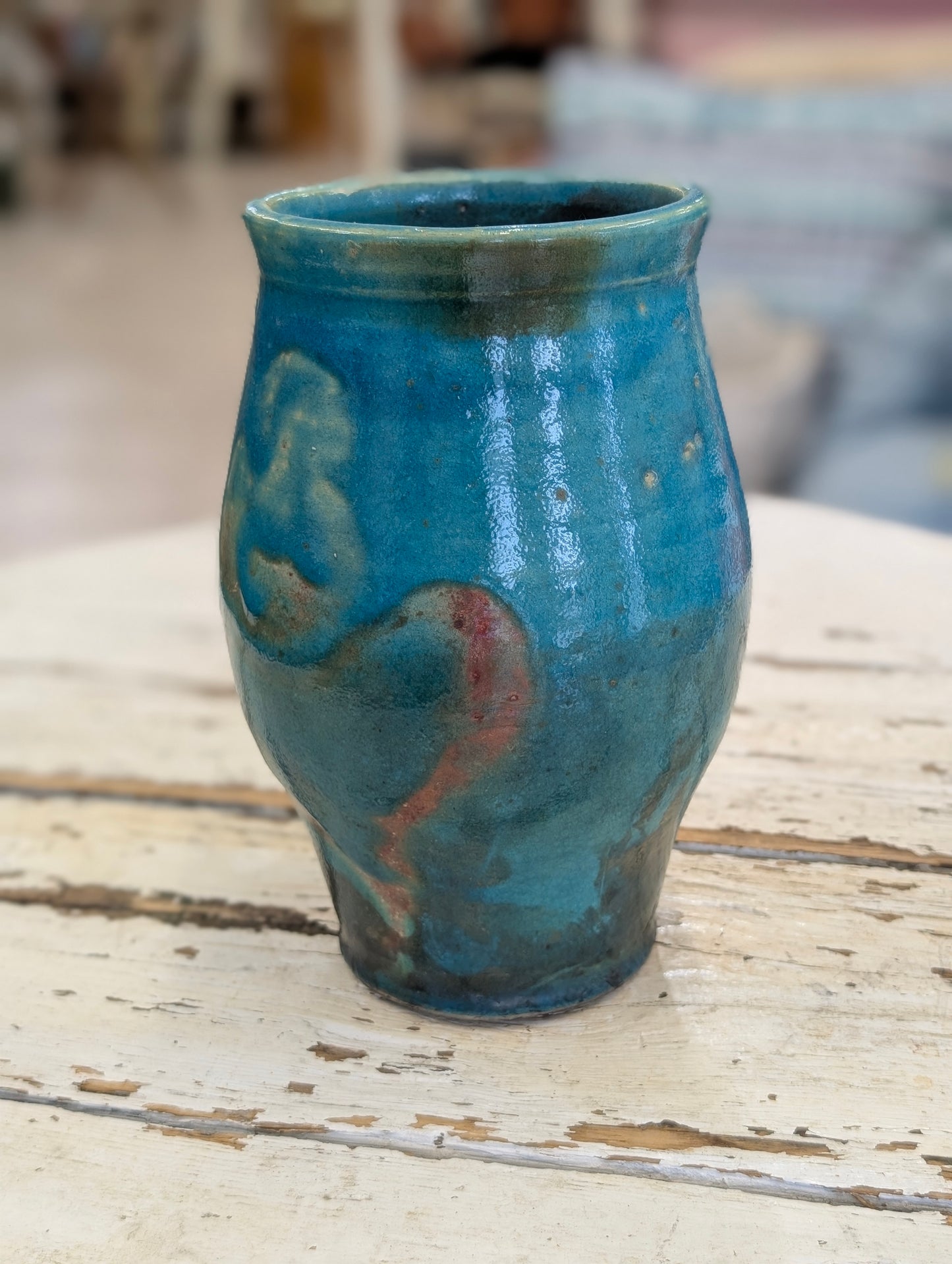 Blue pottery vase